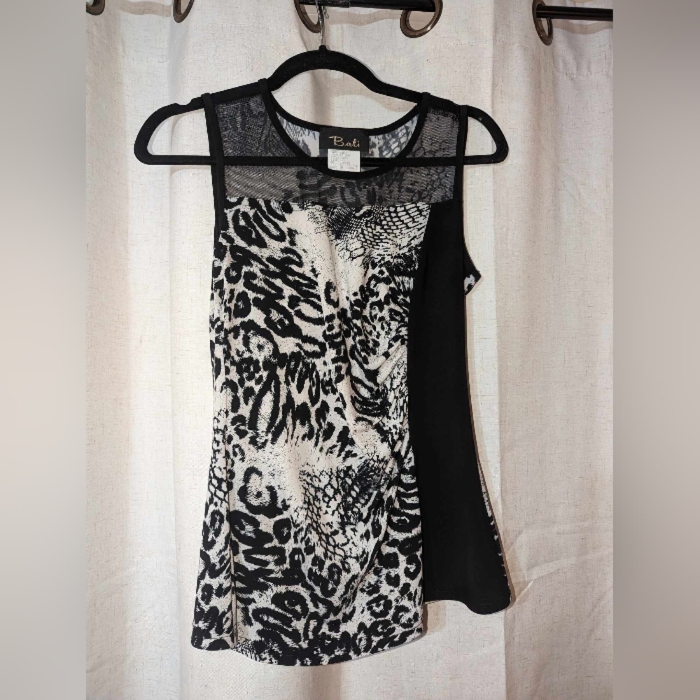 Vintage Bali Made In Canada Animal Print And Mesh Top
